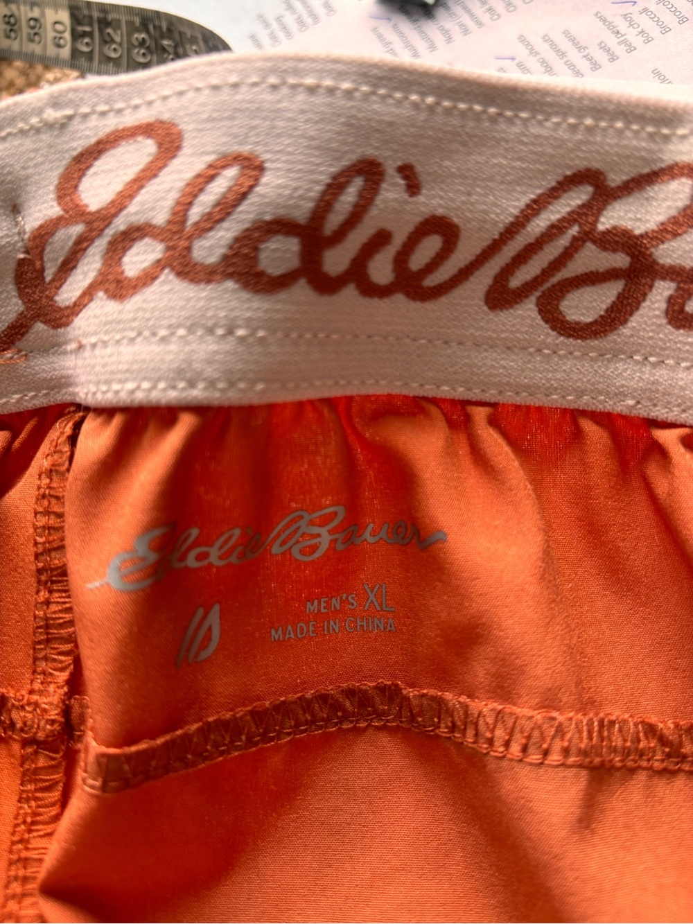 Eddie Bauer men’s Orange Athletic Shorts with Drawstring - Picture 3 of 6